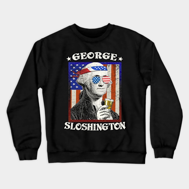 George Sloshington Washington Funny American 4th of July Crewneck Sweatshirt by Rebrand